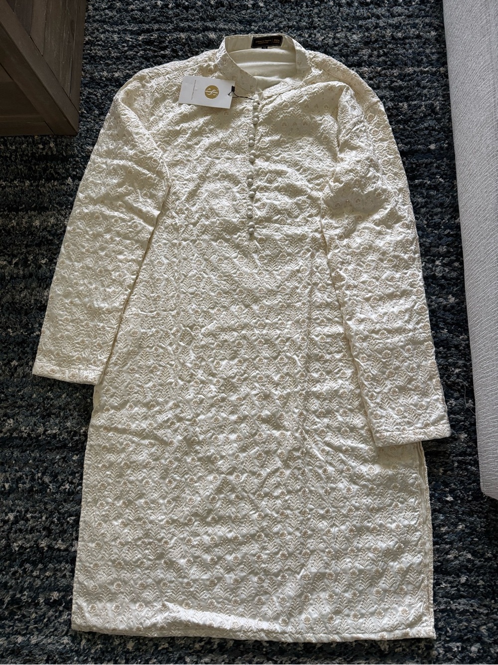 Men's Cream Lace Formal Kurta